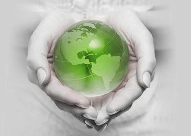Hands Holding Green Earth Globe